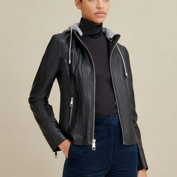 Hooded Scuba Faux-Leather Jacket - Picture 16 of 16